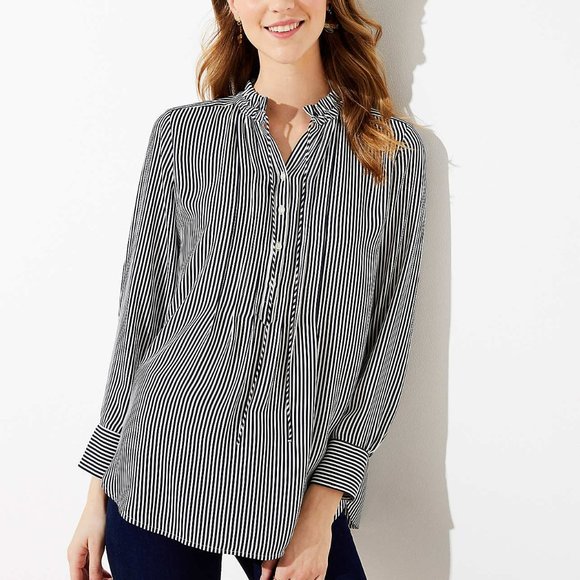 LOFT Tops - NWT LOFT STRIPED PINTUCKED TUNIC BLOUSE